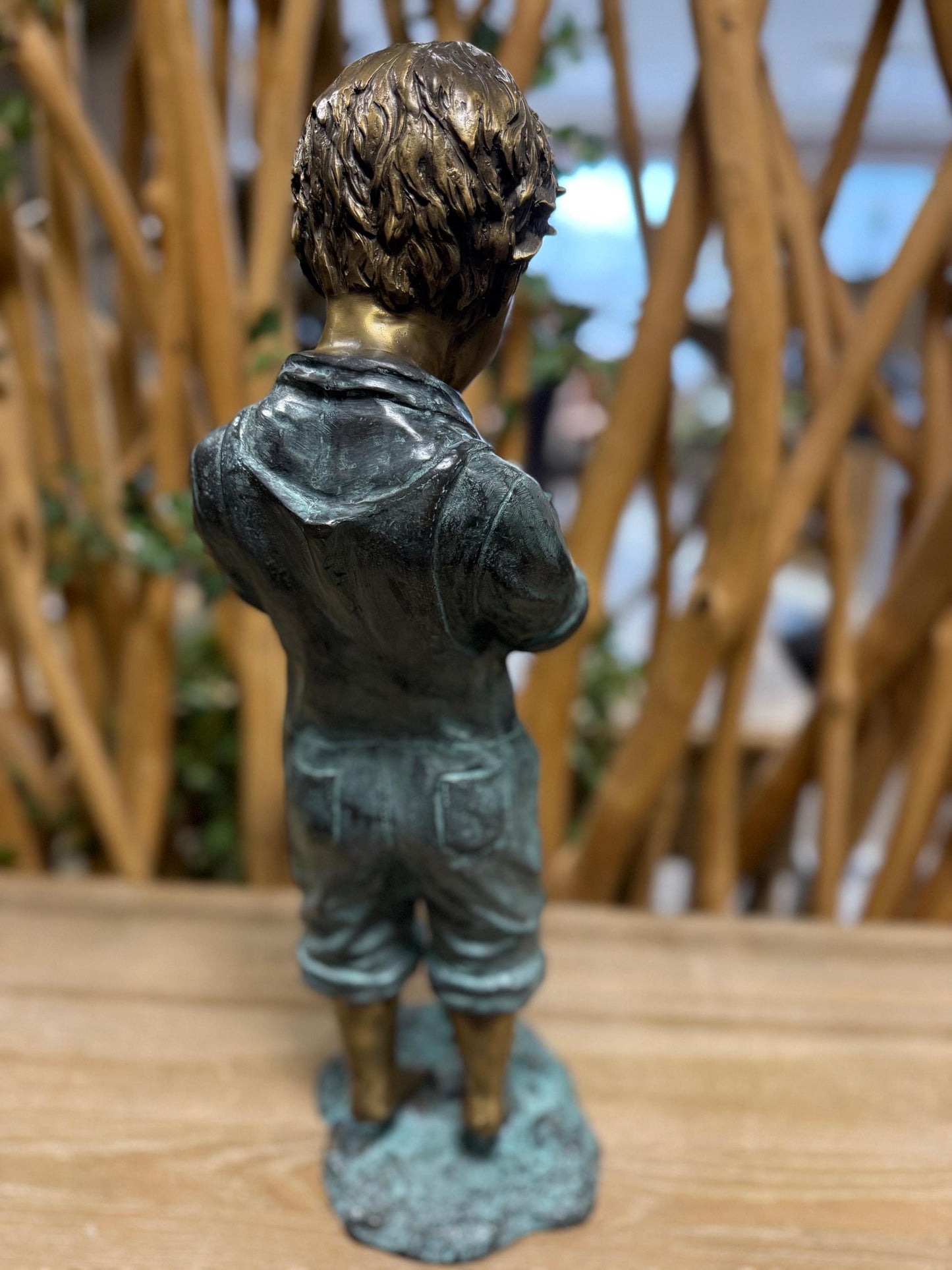Boy with Bird – Bronze Sculpture. 19x17x53cm - 6.1Kg
