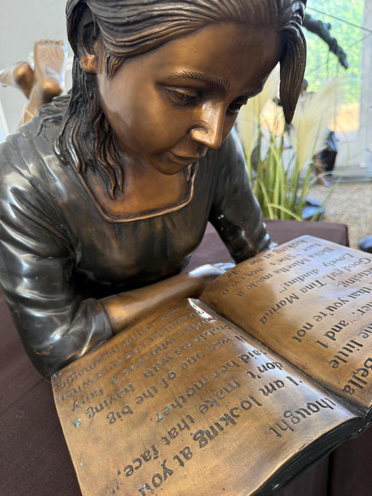 Girl Reading Laid Down – Bronze Sculpture. 114x44x45cm