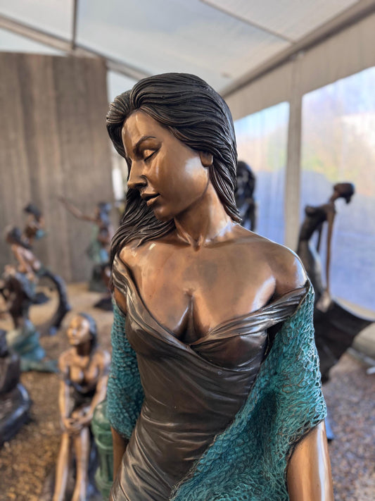 Lady on the Fence – Bronze Sculpture. 105x90x170cm