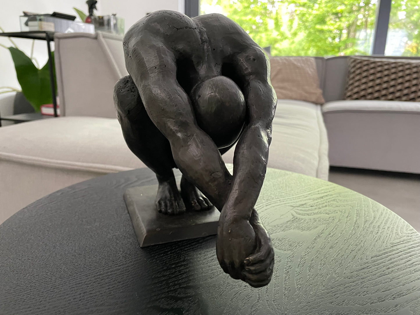 Crouching Man – Bronze Sculpture. 19x11x25cm - 2.7Kg