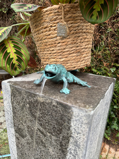 Sapo de bronze III - Fonte - Estátua de jardim - Lagoa - Decoração de jardim