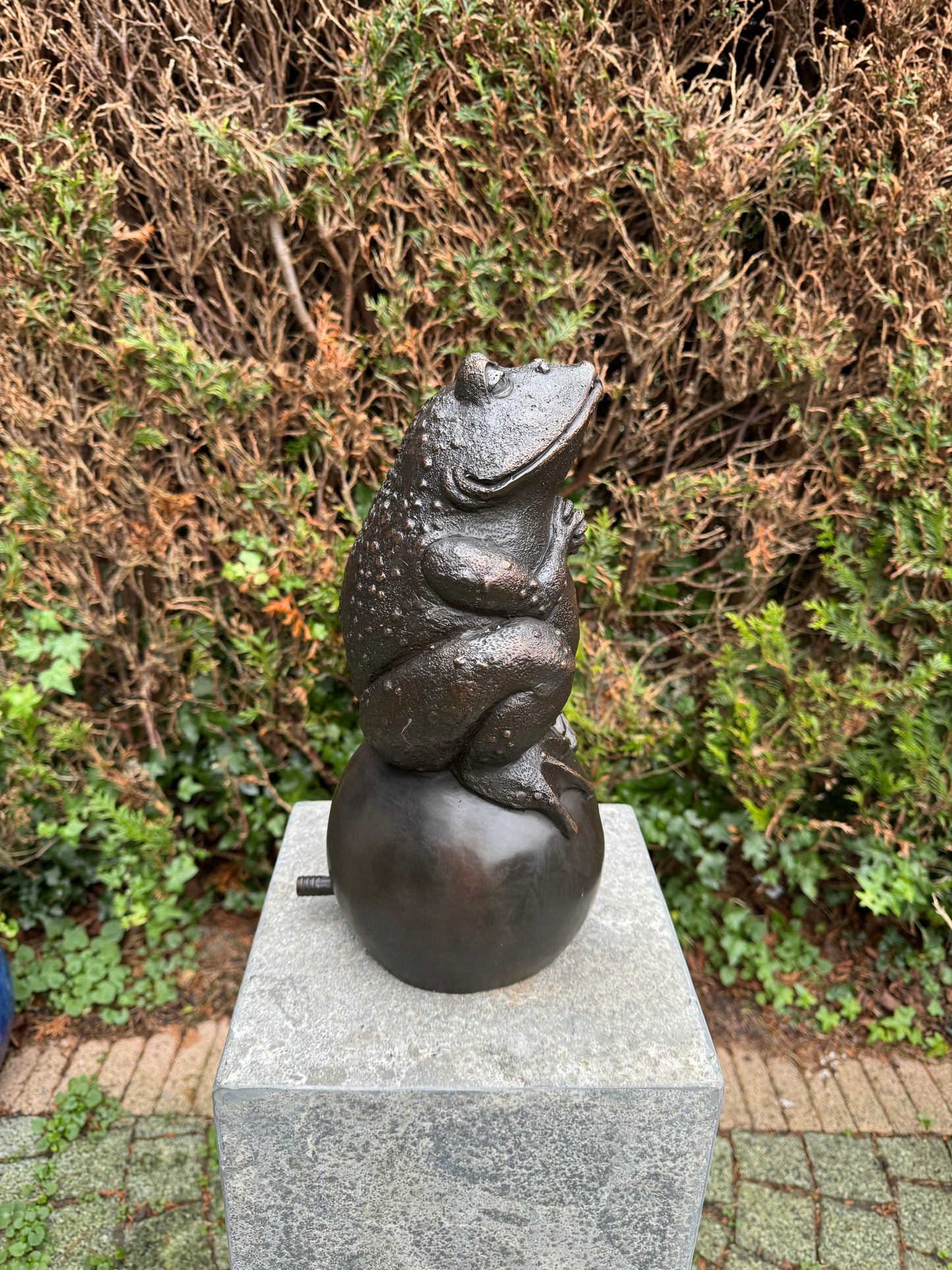 Sapo de bronze - fonte - estátua de jardim - lago - decoração de jardim