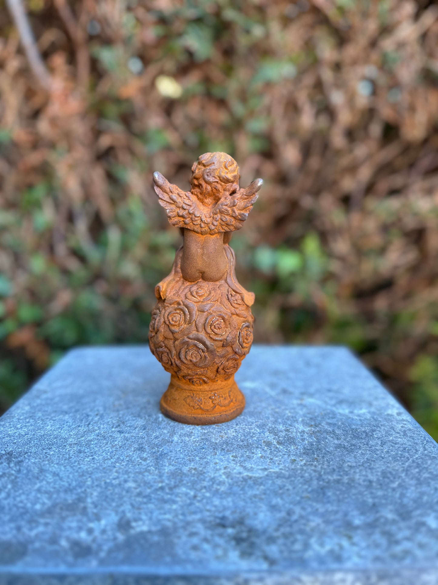 Anjo em ferro fundido enferrujado - Decoração de jardim - Escultura - Interior - Escritório - Enferrujado - 1 Kg