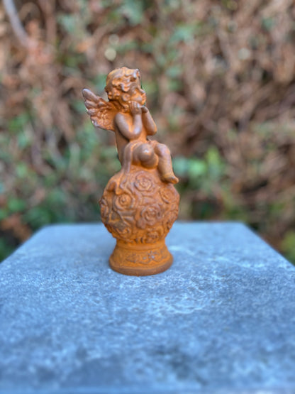 Anjo em ferro fundido enferrujado - Decoração de jardim - Escultura - Interior - Escritório - Enferrujado - 1 Kg