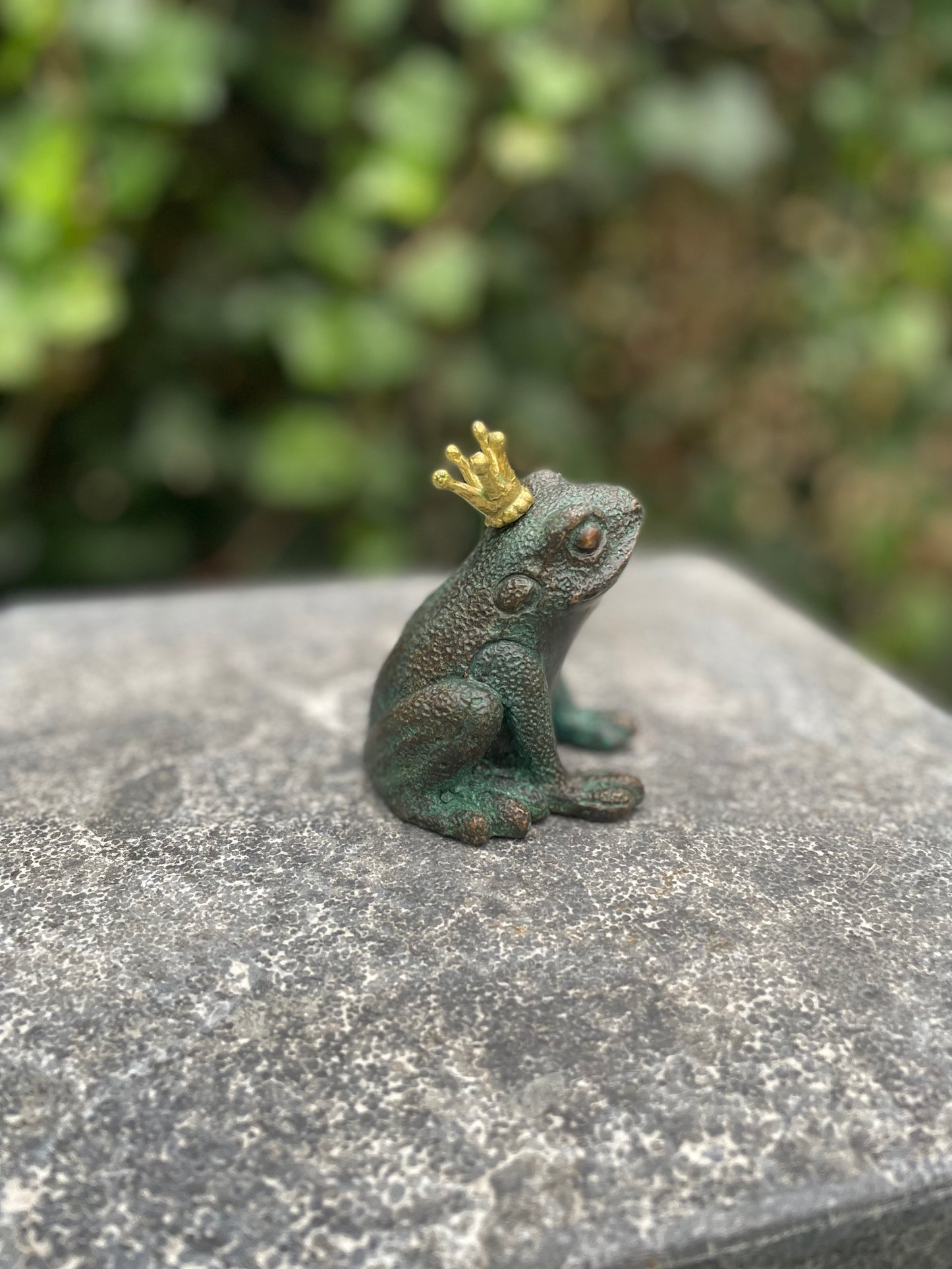 Sapo de bronze com coroa - Fonte - Estátua de jardim - Lagoa - Decoração de jardim