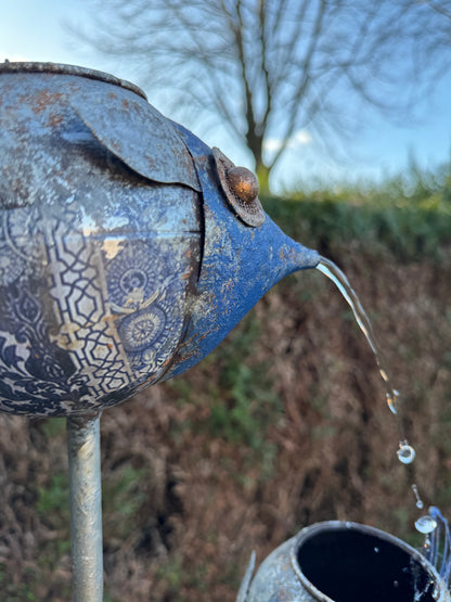 Fonte de peixes de metal - incluindo bomba - Decoração de jardim