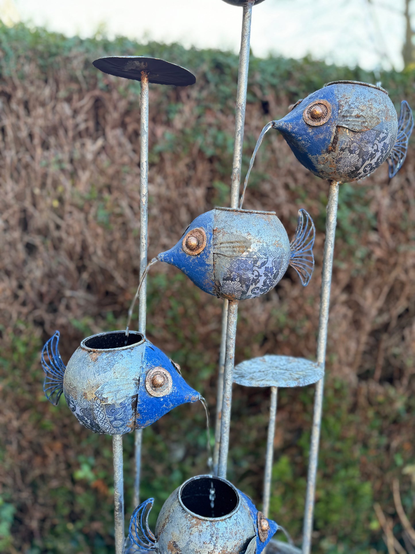 Fonte de peixes de metal - incluindo bomba - Decoração de jardim