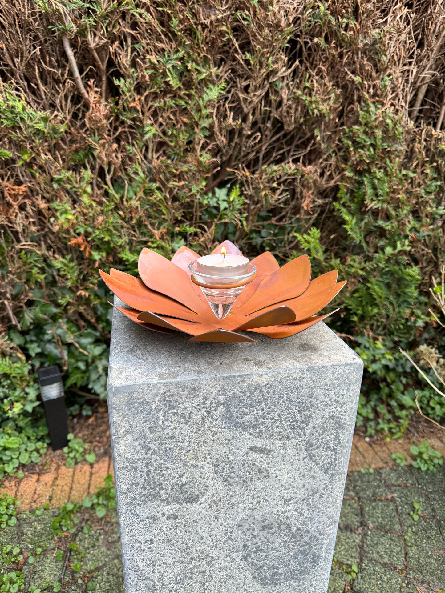 Flor de ferrugem - Flor porta-vela - 25x25x10cm - 1 Kg