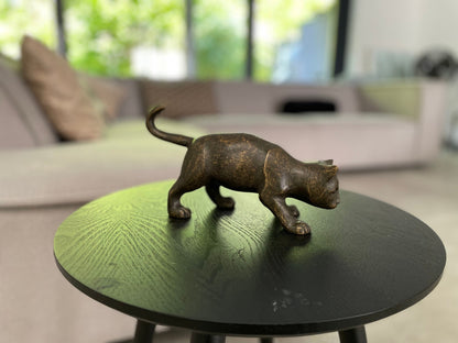 Playful Stalker Cat – Bronze Sculpture. 23x8x13cm