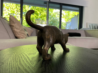 Playful Stalker Cat – Bronze Sculpture. 23x8x13cm