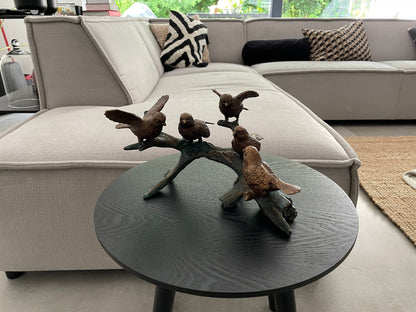 Bird Gathering on Branch – Bronze Sculpture. 29x19x19cm