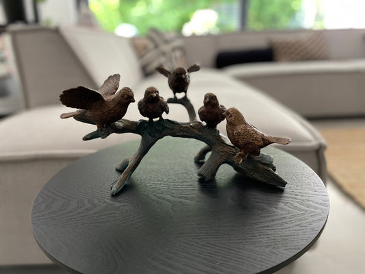 Bird Gathering on Branch – Bronze Sculpture. 29x19x19cm