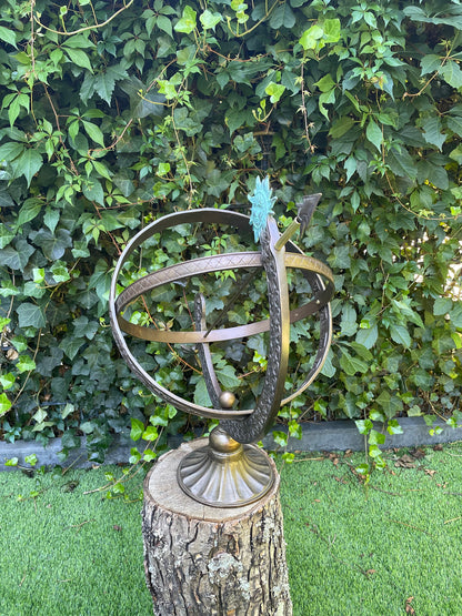 Celestial Sundial – Bronze Sculpture. 30x30x48cm