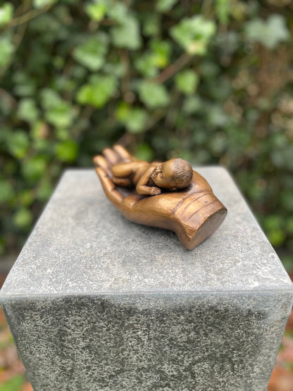 Safe in Your Hands – Bronze Sculpture. 9x18x11cm - 1.3Kg