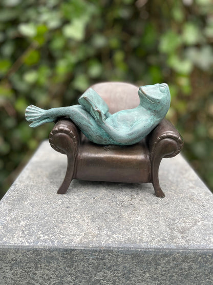 Reading Frog – Bronze Sculpture. 18x11x13cm - 2Kg