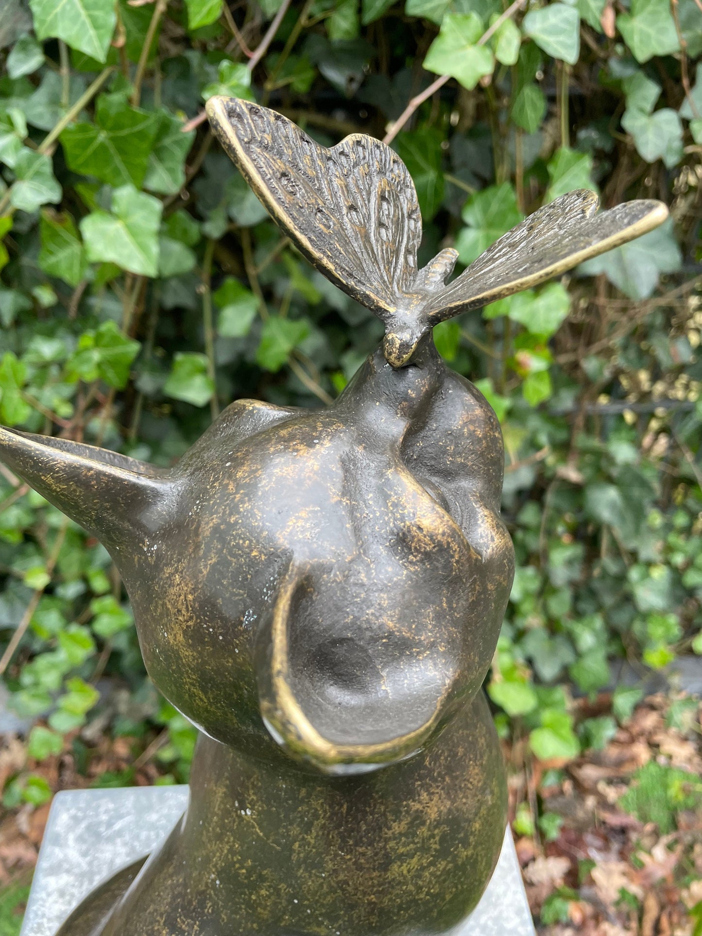 Cat with Butterfly – Bronze Sculpture. 25x16x38cm