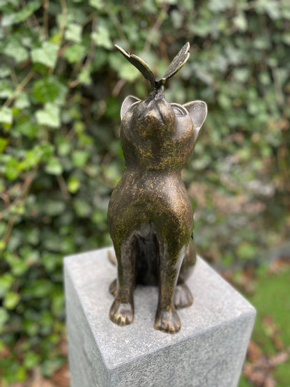 Cat with Butterfly – Bronze Sculpture. 25x16x38cm