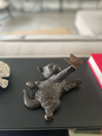 Playful Kitten – Bronze Sculpture. 11x16x22cm - 1.2Kg