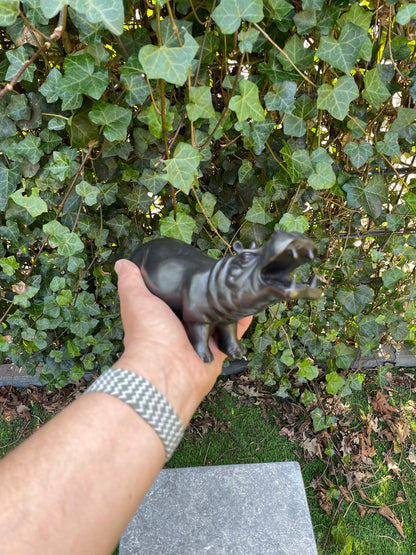 Playful Hippo – Bronze Sculpture. 20x7x12cm - 0.8Kg