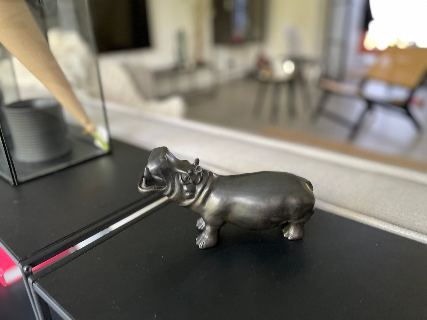Playful Hippo – Bronze Sculpture. 20x7x12cm - 0.8Kg