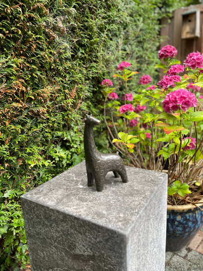 Curious Giraffe – Bronze Sculpture. 9x5x27cm - 1Kg