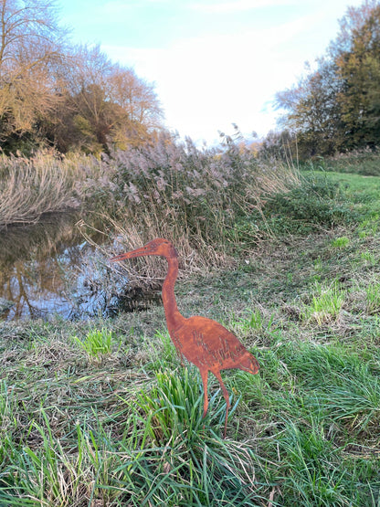 Standing Heron – Iron Sculpture. 55x1x84cm