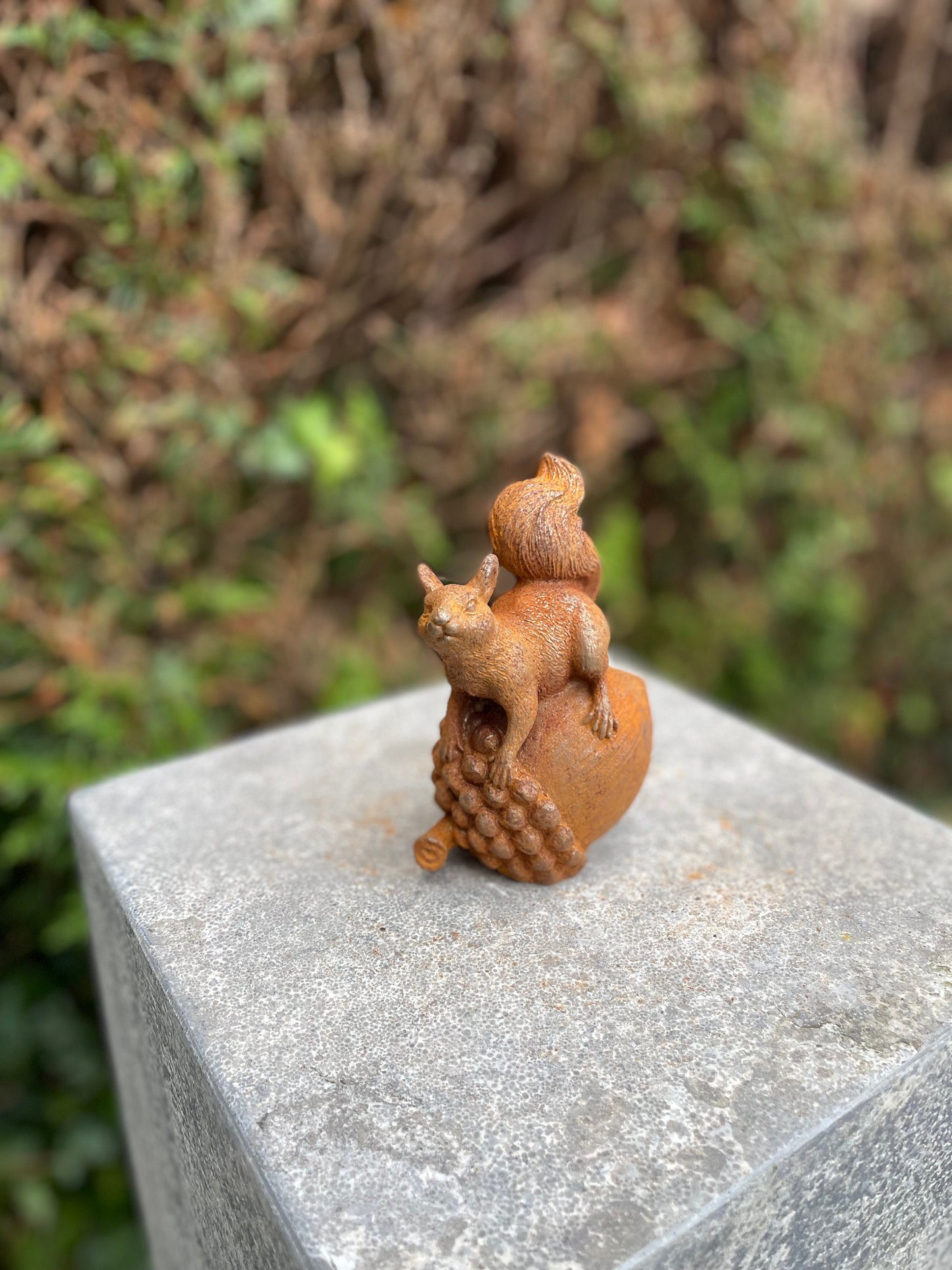 Squirrel on Acorn – Iron Sculpture. 13x6x8cm - 2.1Kg