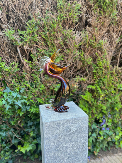 Colorful Pelican – Glass Sculpture. 37x9x15cm - 2.6Kg