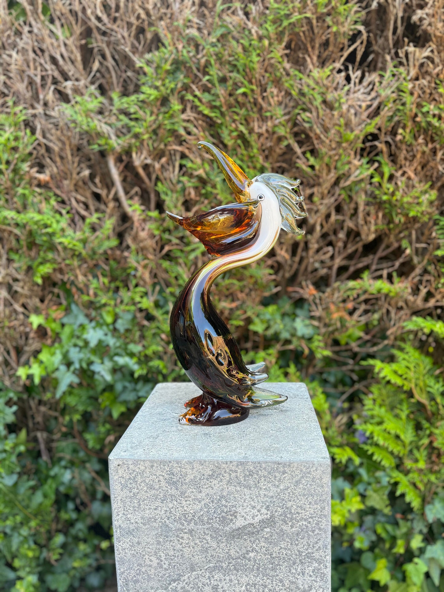 Colorful Pelican – Glass Sculpture. 37x9x15cm - 2.6Kg