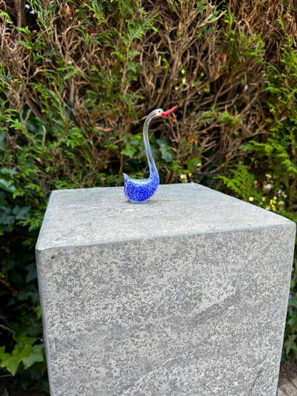 Blue Swan – Glass Sculpture. 12x3x10cm - 0.1Kg