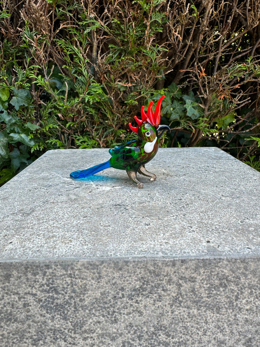 Tropical Parrot – Glass Sculpture. 7x3x10cm - 0.1Kg
