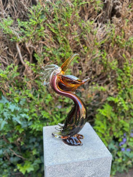 Colorful Pelican – Glass Sculpture. 37x9x15cm - 2.6Kg