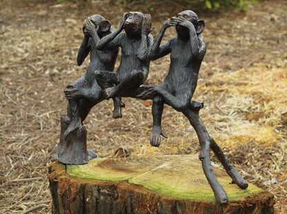 Three Wise Monkeys – Bronze Sculpture. 28x60x45cm - 7Kg