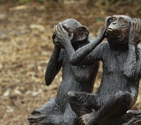 Three Wise Monkeys – Bronze Sculpture. 28x60x45cm - 7Kg