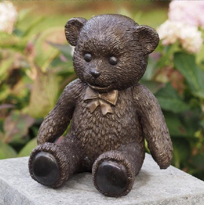 Big Teddy Bear with Bow – Bronze Sculpture. 20x16x22cm