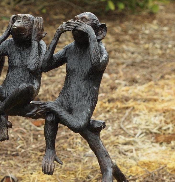 Three Wise Monkeys – Bronze Sculpture. 28x60x45cm - 7Kg