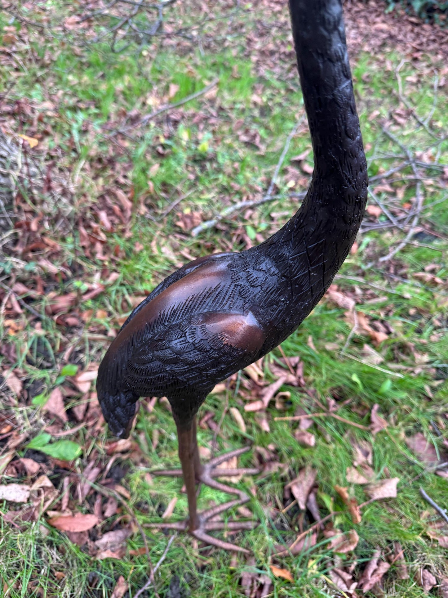 Garden Crane – Bronze Sculpture. 20x14x61cm - 2Kg