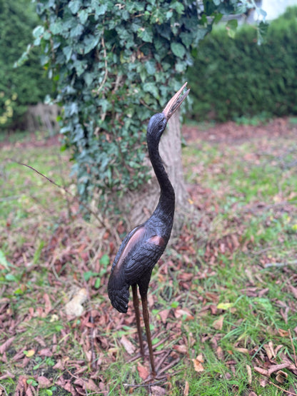 Garden Crane – Bronze Sculpture. 20x14x61cm - 2Kg