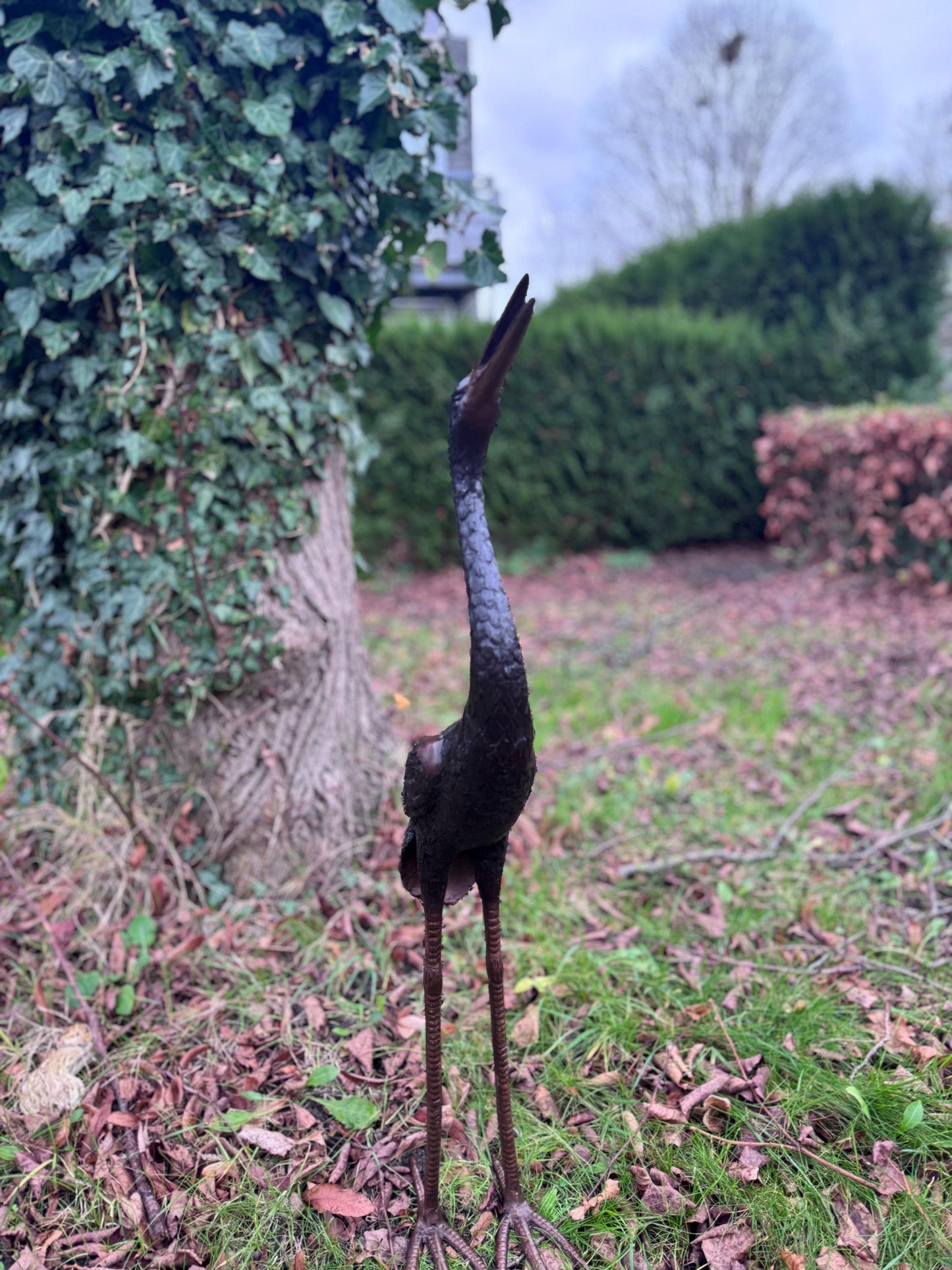 Garden Crane – Bronze Sculpture. 20x14x61cm - 2Kg