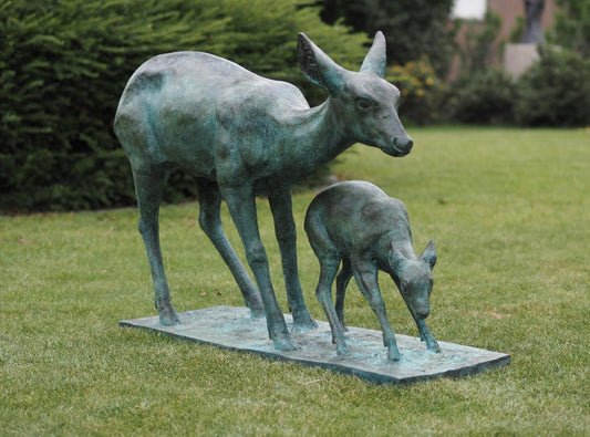 Mother and Fawn – Bronze Sculpture. 115x35x80cm - 10Kg