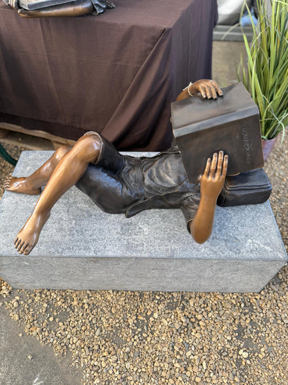 Girl with Book Above – Bronze Sculpture. 95x40x45cm