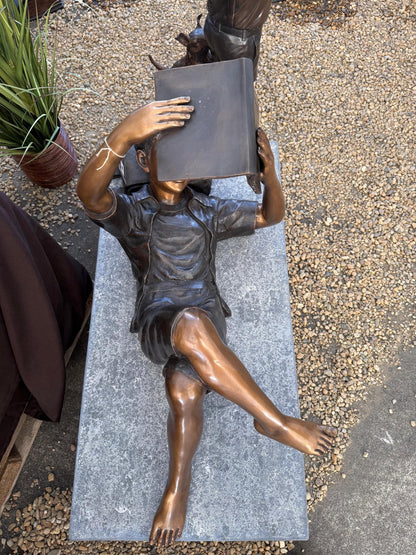 Girl with Book Above – Bronze Sculpture. 95x40x45cm