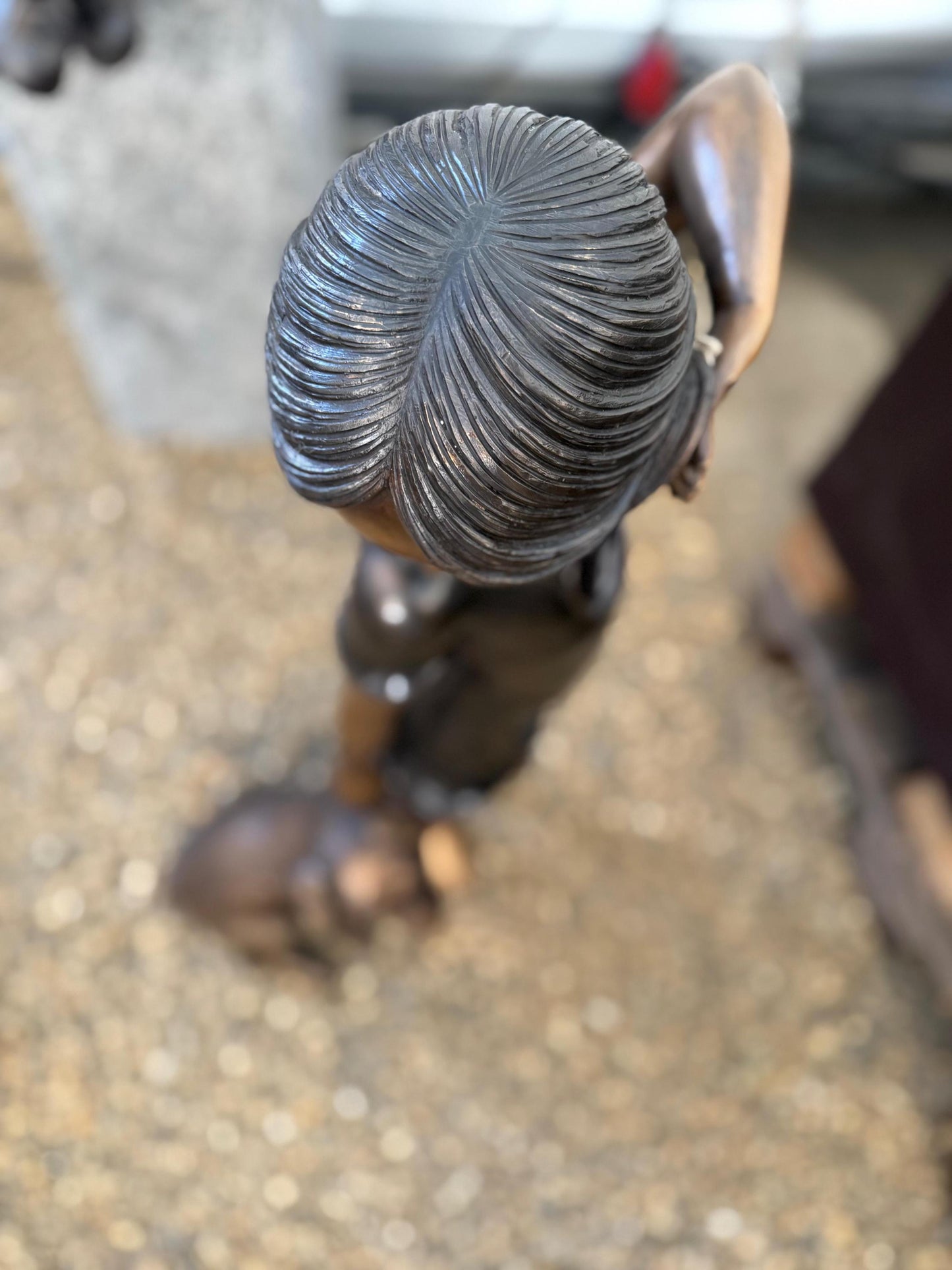 Girl and Dog – Bronze Sculpture. 37x30x88cm