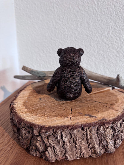 Teddy Bear with Bow – Bronze Sculpture. 7x7x8cm