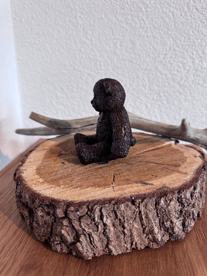 Teddy Bear with Bow – Bronze Sculpture. 7x7x8cm