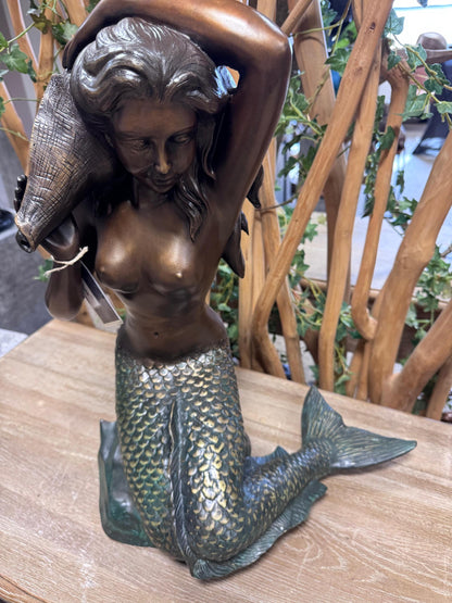 Mermaid with Shell – Bronze Sculpture. 65x60x83cm