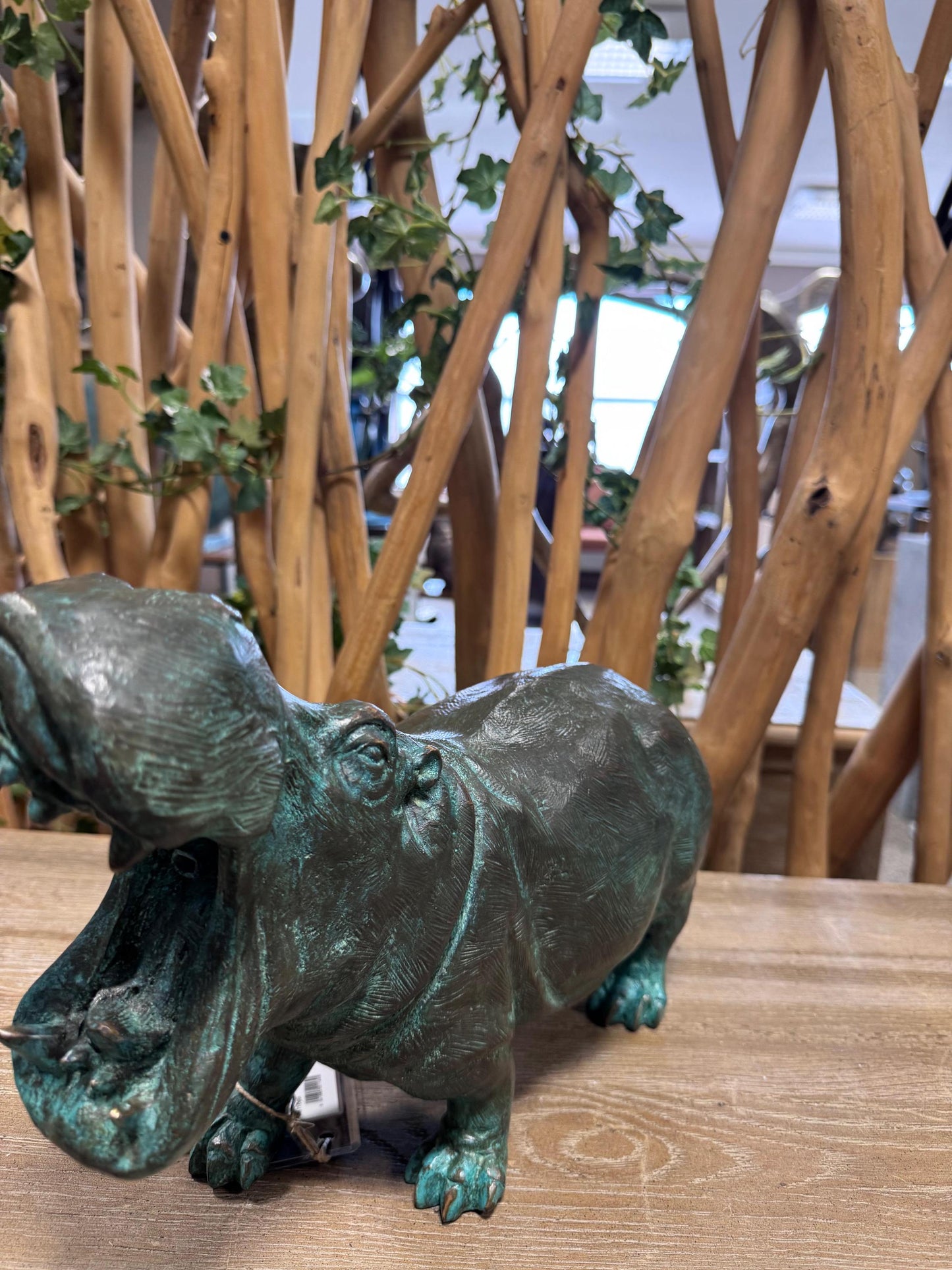 Roaring Hippo – Bronze Sculpture. 36x13x25cm