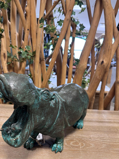 Roaring Hippo – Bronze Sculpture. 36x13x25cm