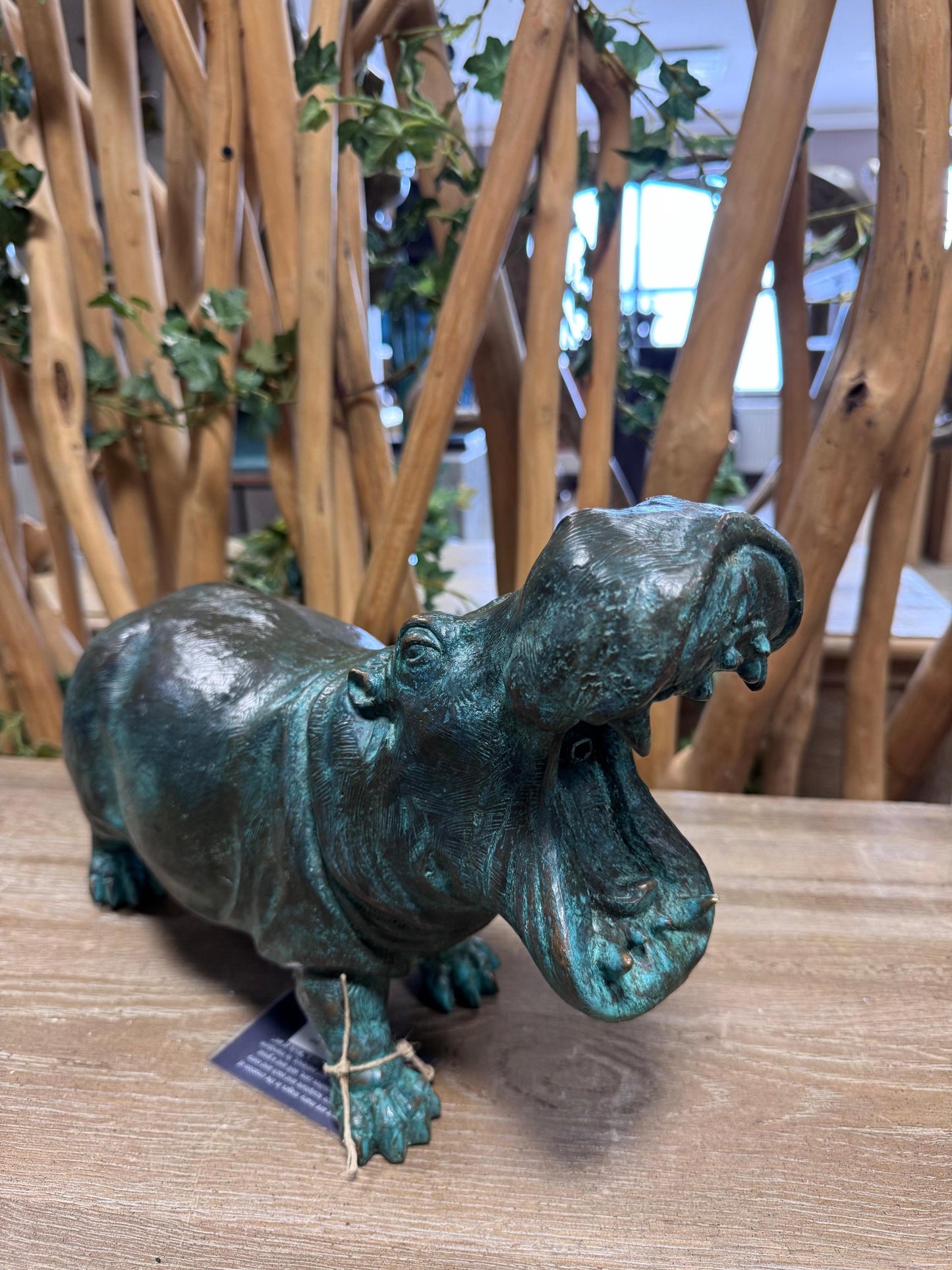 Roaring Hippo – Bronze Sculpture. 36x13x25cm