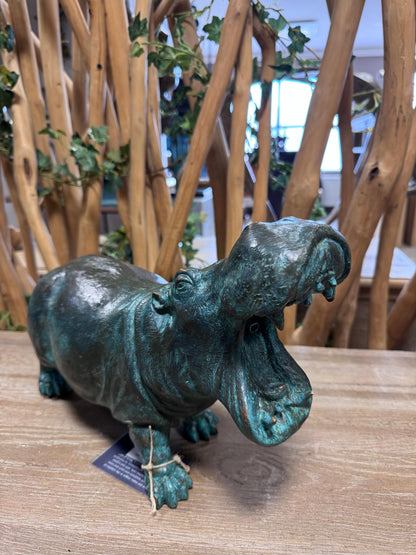 Roaring Hippo – Bronze Sculpture. 36x13x25cm